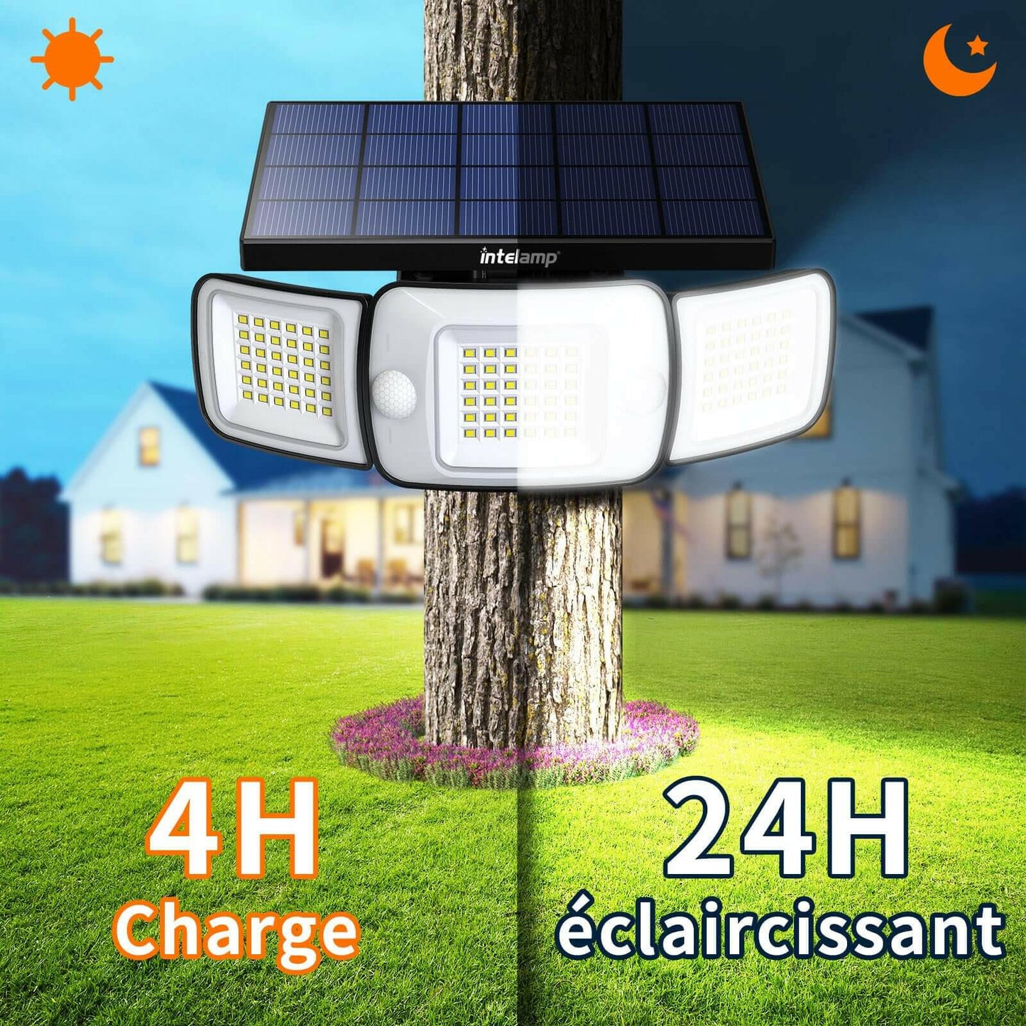 Lampe Solaire Extérieur détecteur de Mouvement Grand Angle Eclairage Extérieur étanche IP65.