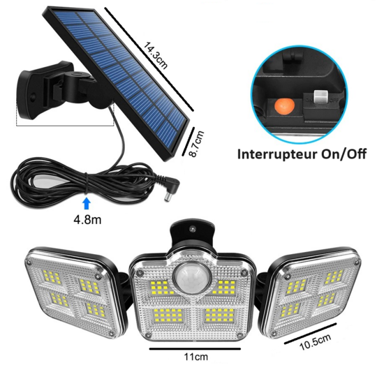 122 LED Solar Lights IP65 - Outdoor Waterproof with Adjustable Head Wide Lighting Angle 